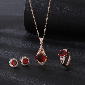 Korean-style Red Tourmaline Colored Gemstone Pendant Necklace