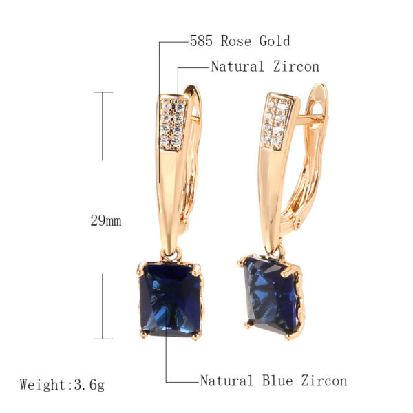South Korea Fashion Wide Blue Zircon Women's Cold Style Square Diamond Earrings - Image 3