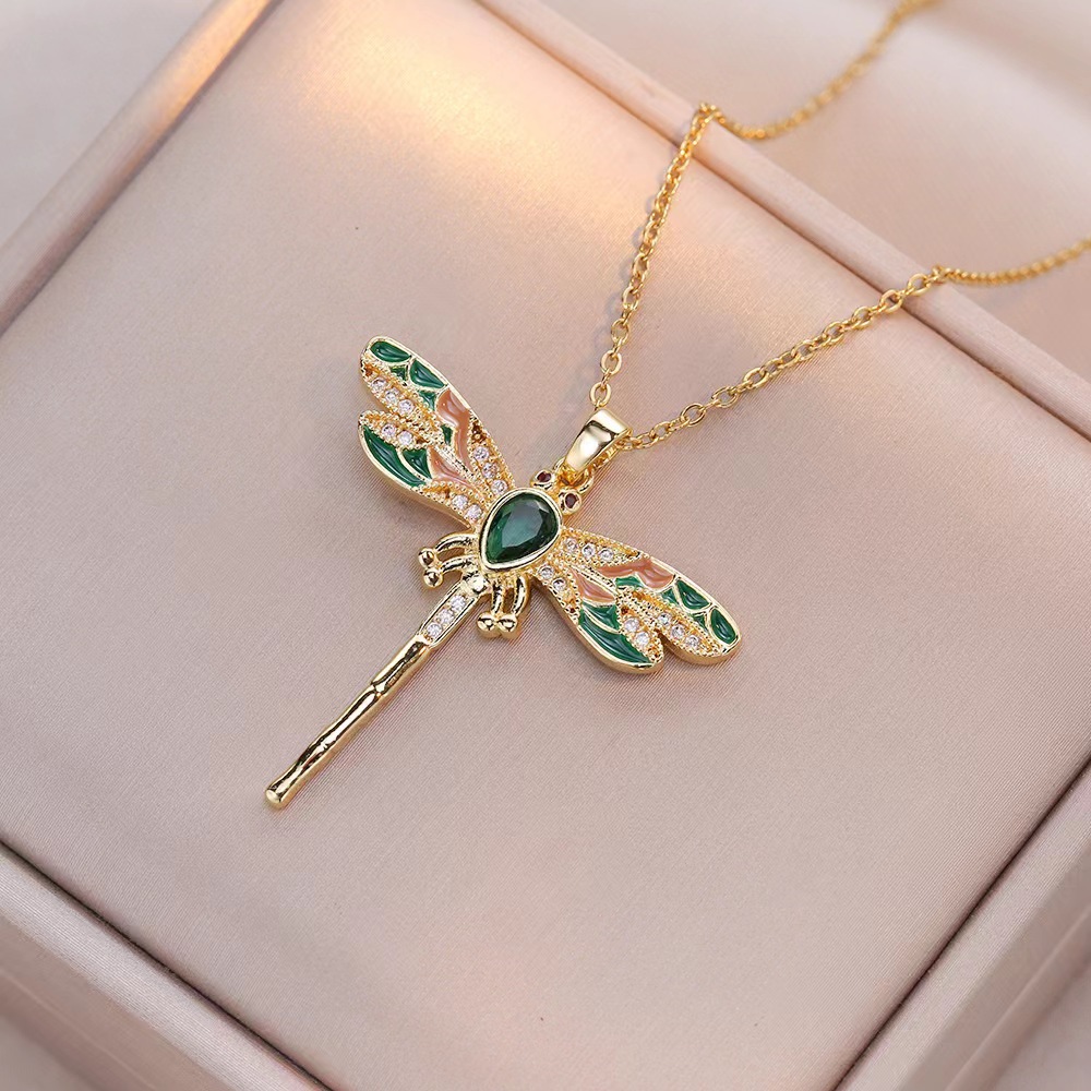 Fashionable Colorful Dragonfly Pendant Necklace - Image 6