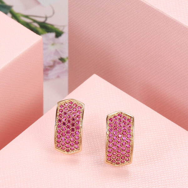 Elegant Rose Red Zircon Women's Earrings - Image 3