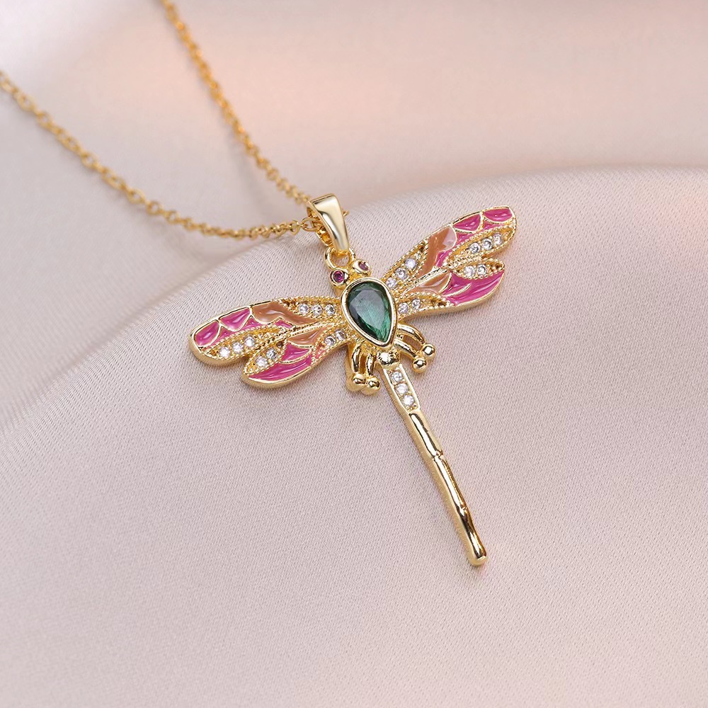 Fashionable Colorful Dragonfly Pendant Necklace - Image 5