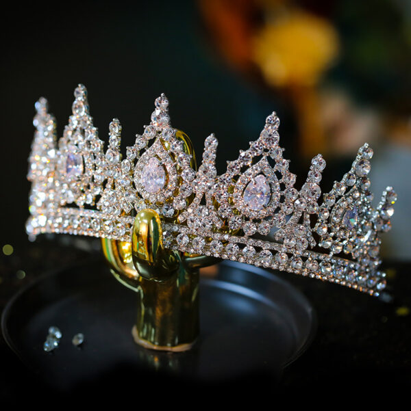Luxury Cubic Zirconia Crown Crystal Bridal Tiaras Crowns Que - Image 5