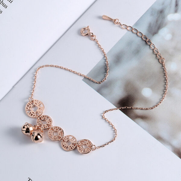 Rose Gold Bells Anklet Boho Stainless Steel Coin Charms Chain Anklets - Image 2