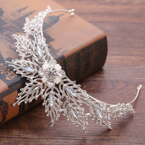 Exquisite Bridal Headband Headdress Handmade Rhinestone Leaf Bridal Crown - Image 2