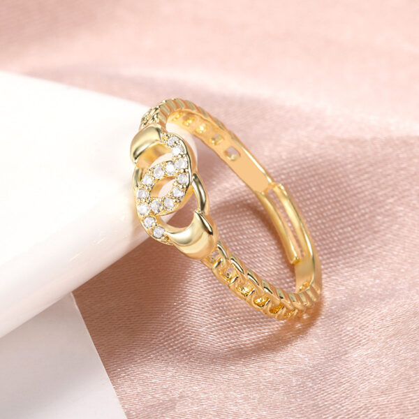 Double Circle Cutout Ring Chain Ring Micro Setting - Image 2