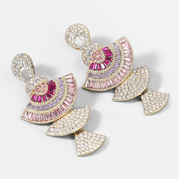Diamond-studded Rhinestone Acrylic Multi-layer Fan-shaped Earrings Women's Trend Earrings - Image 2