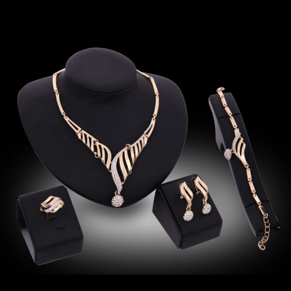 Four-piece Jewelry Set Fashion Alloy Necklace Earrings Bracelet - Image 5