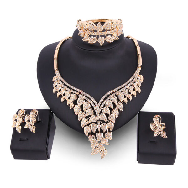 Crystal Necklace And Ear Jewelry Set Of Four Bridal Banquet Jewelry Set - Image 3