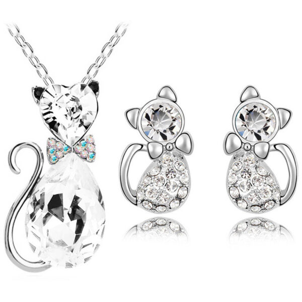 Jewelry Set Austrian Crystal Cute Bow Kitten - Image 9