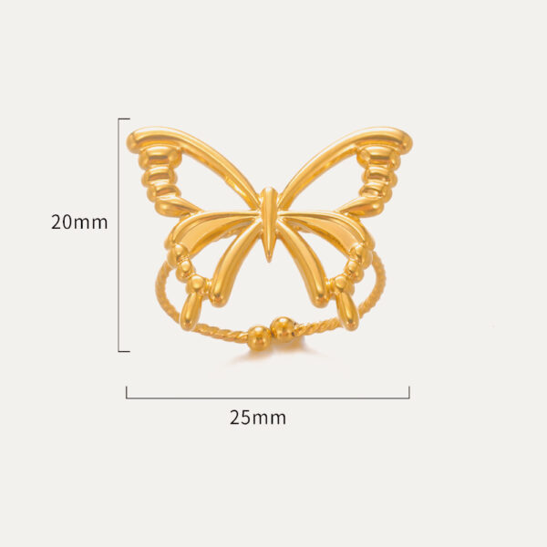 Hearts Butterfly 8K Gold Plated Stainless Steel Ring Hearts Butterfly - Image 3