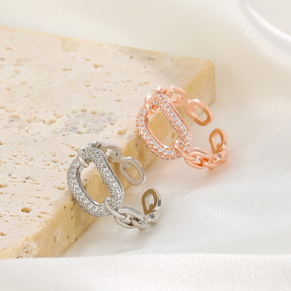 Design Chain Micro Inlaid Zircon Ring - Image 5