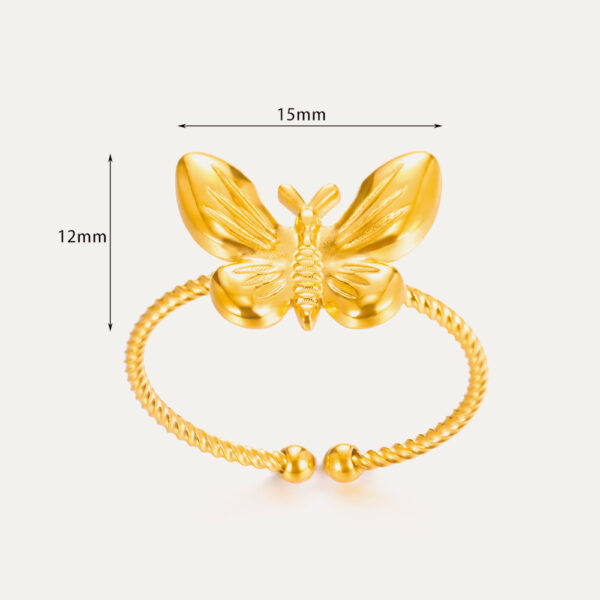 Hearts Butterfly 8K Gold Plated Stainless Steel Ring Hearts Butterfly - Image 4