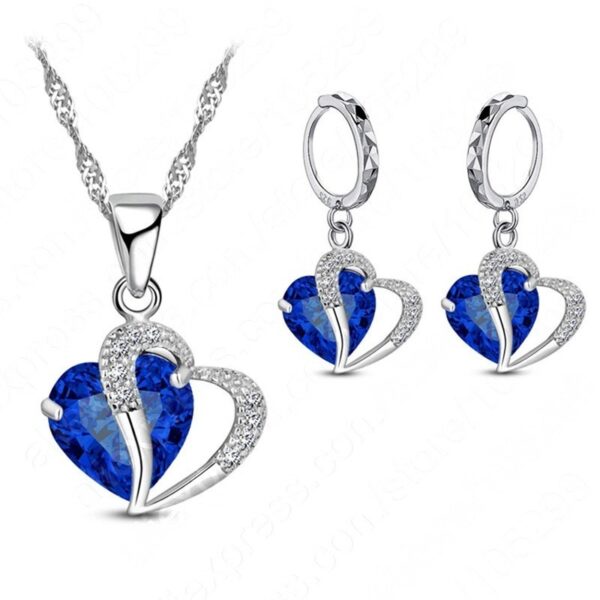 Heart-shaped Earrings Necklace Jewelry Set Decorations Wedding - Image 5