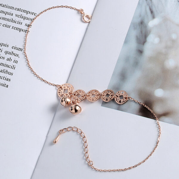 Rose Gold Bells Anklet Boho Stainless Steel Coin Charms Chain Anklets - Image 6