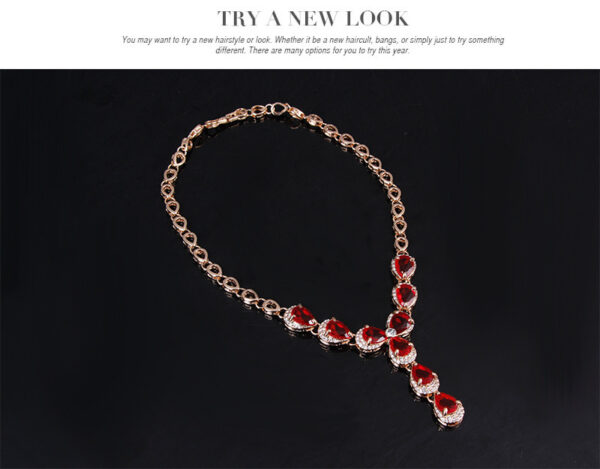 Charming Red Gemstone Jewelry Four-piece Set European And American Style - Image 2