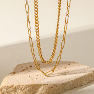 18K Gold Stainless Steel Double Layer Necklace