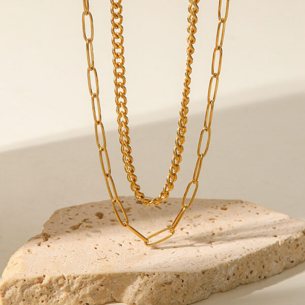18K Gold Stainless Steel Double Layer Necklace
