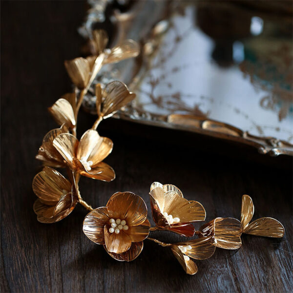 Vintage Baroque Gold Floral Tiara - Image 2