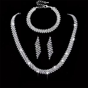 Bridal Jewelry Suit Shining Full Diamond Bright Necklace Earrings