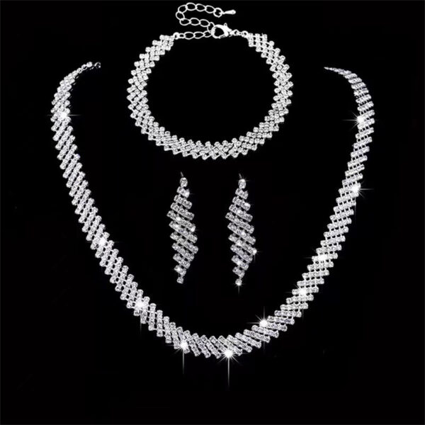 Bridal Jewelry Suit Shining Full Diamond Bright Necklace Earrings