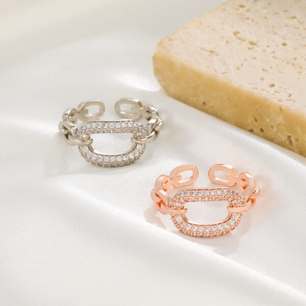 Design Chain Micro Inlaid Zircon Ring - Image 4