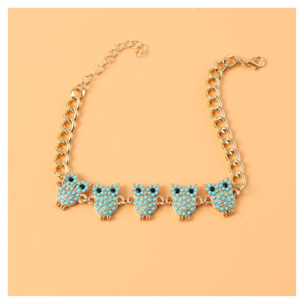 Vintage Alloy Owl Pendant Anklet - Image 5