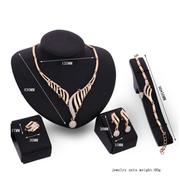 Four-piece Jewelry Set Fashion Alloy Necklace Earrings Bracelet - Image 3
