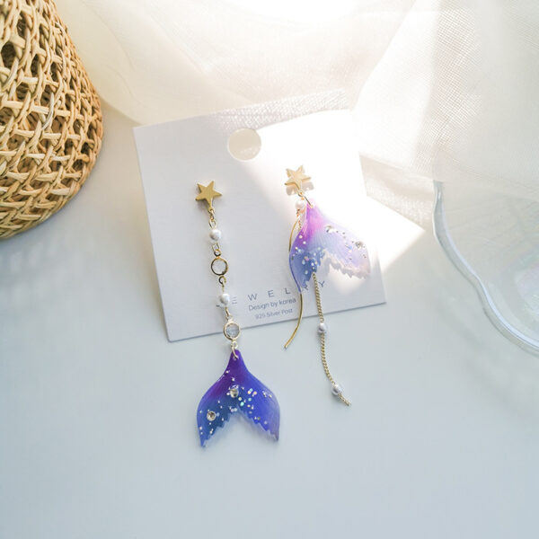 All-match Asymmetric Purple Fishtail Earrings from Korea - Image 5