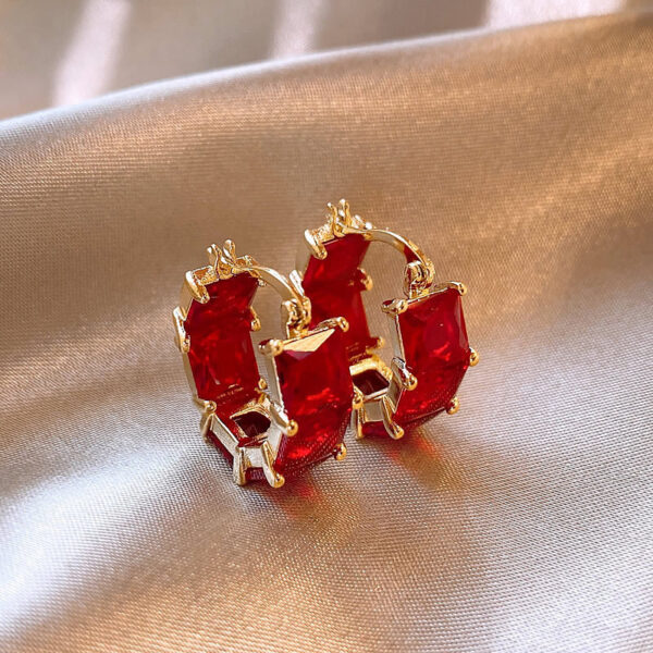 Red Square Zircon Earrings Special-interest Design - Image 6