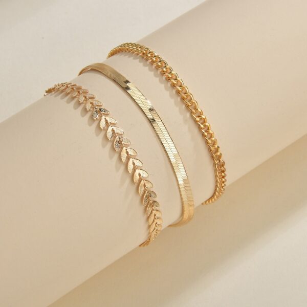 Retro Metal Texture Chain Leaves Anklets - Image 6