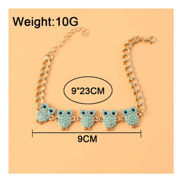 Vintage Alloy Owl Pendant Anklet - Image 4