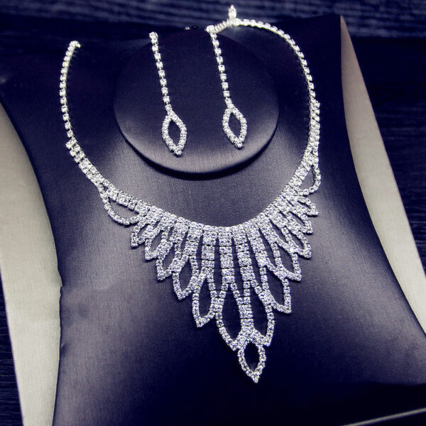 Luxury Full Diamond Necklace Earrings Two Piece Set - Image 5