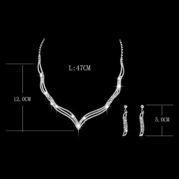 Bridal Wedding Jewelry Accessories Simple Rhinestone Zircon Necklace Earrings - Image 5