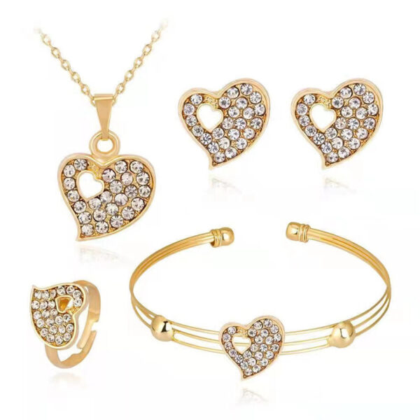 Hollow Doppel Herz Women's Necklace Suit - Image 4