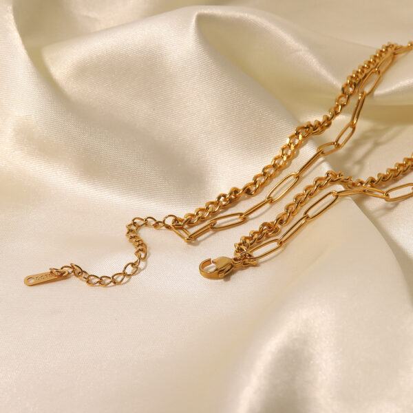 18K Gold Stainless Steel Double Layer Necklace - Image 4