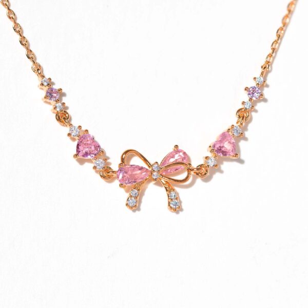 Cute Sweet Bracelet Loving Heart Zircon Bowknot Bracelet - Image 3