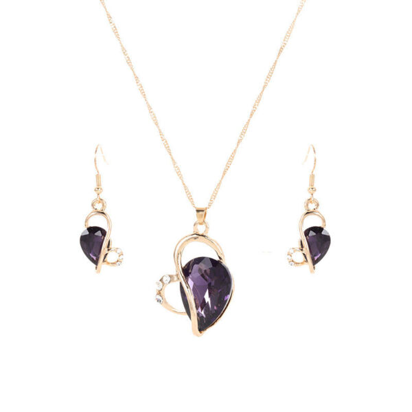 Crystal Love Jewelry Set Necklace Earrings Jewelry Small Pendant - Image 5