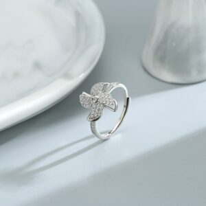 Luxury Cubic Zirconia Windmill Rings Rotating Fashion Jewelry  Creative Finger Spinning Ring