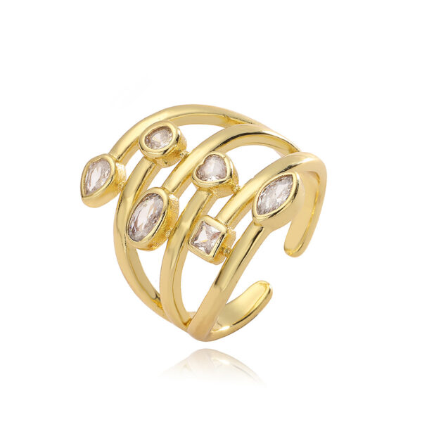 18K Gold Zircon Irregular Geometric Ring - Image 4
