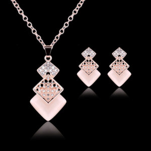Rose Gold Jewelry Fashion Set Black Gems