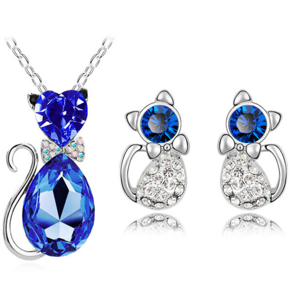 Jewelry Set Austrian Crystal Cute Bow Kitten - Image 10