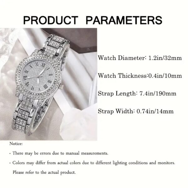 Women's Diamond Fashion Roman Quartz Watch Five-piece Set - Image 6