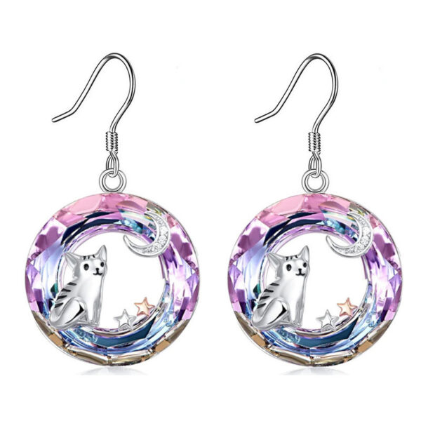 Creative Personality Colorful Crystal Cute Cat Moon XINGX Necklace - Image 7