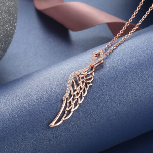 Silver wings glitter diamond feather clavicle chain